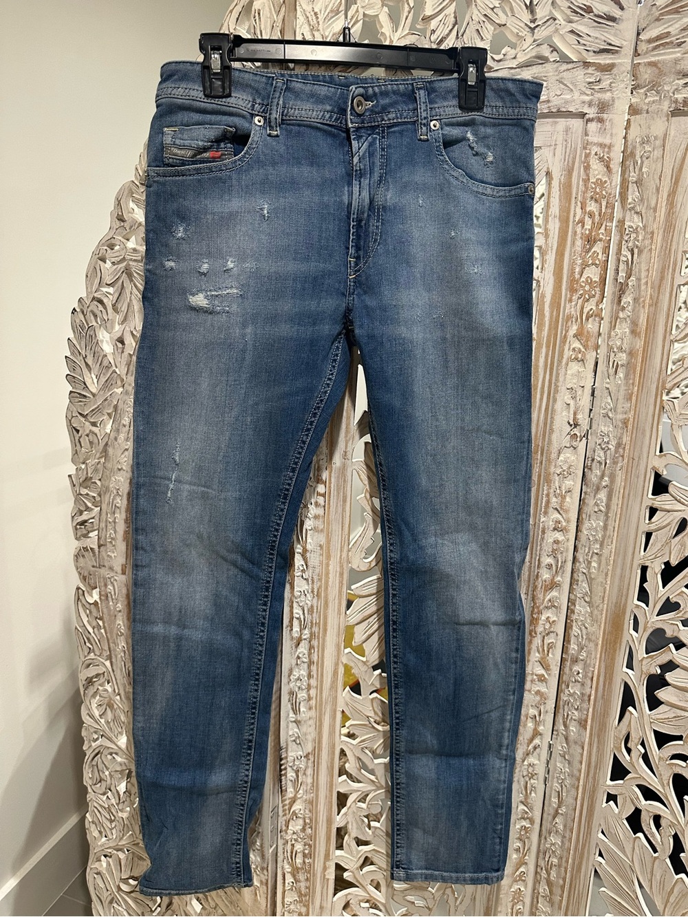Diesel Slim-Skinny Thommer Distressed Blue Jeans